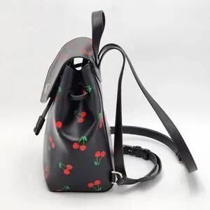 Kate Spade Lizzie Medium Flap Backpack Tossed Cherry Print Leather backpack Kate Spade Black in Leather - 38855420 main image 3